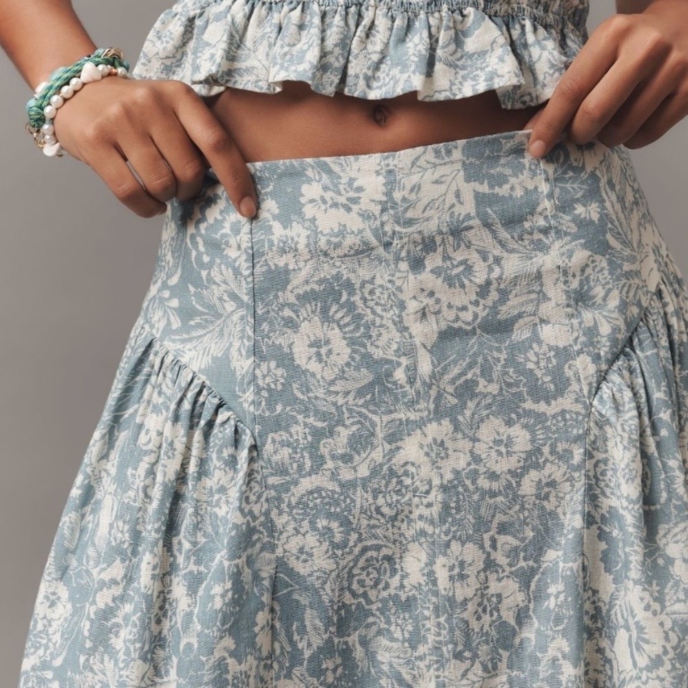 Anthropologie Blue Floral Linen Midi Skirt 14
NWT - Picture 2 of 13